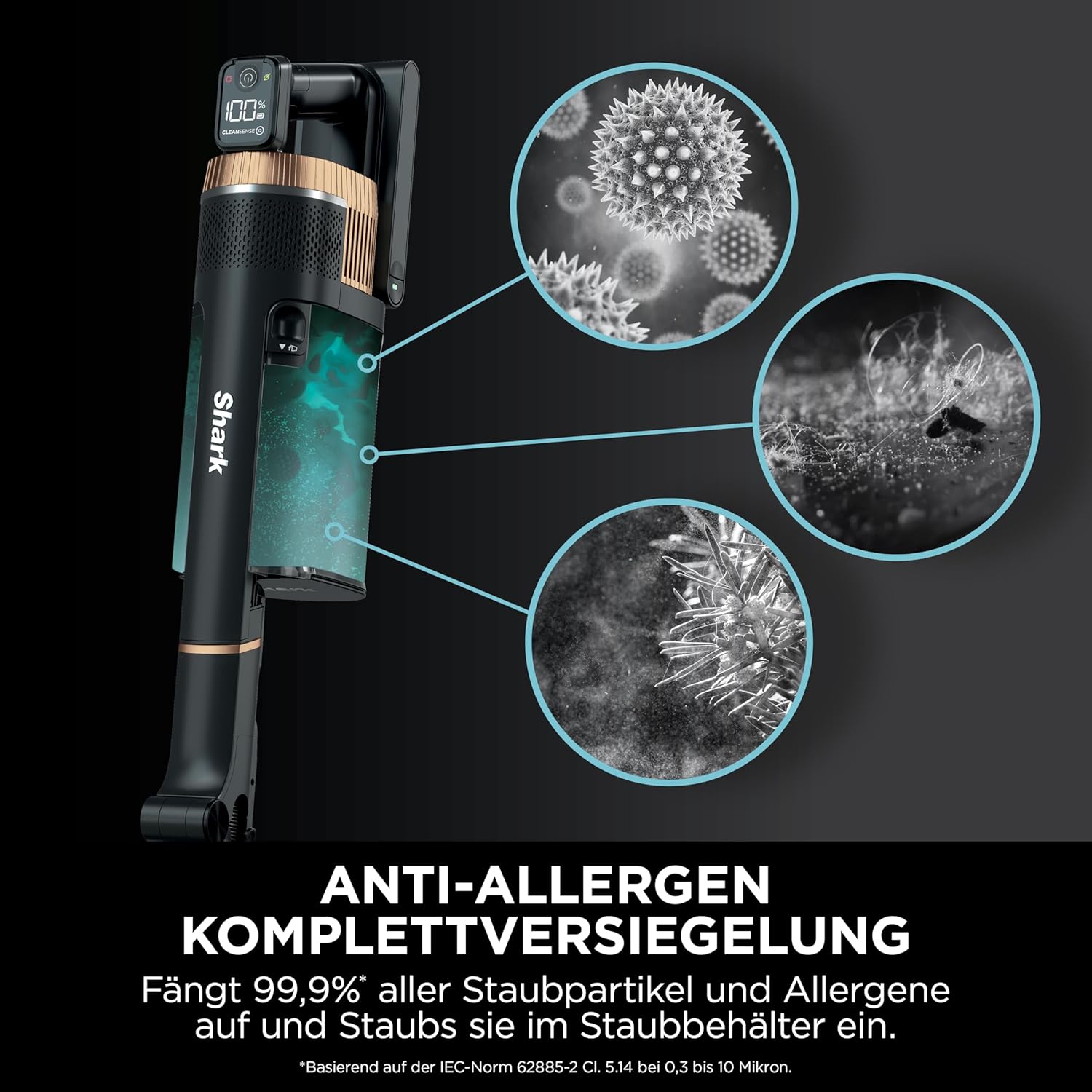 Shark Stratos Akku-Staubsauger Kabellos, PowerFins Plus, 60 Min. Laufzeit, Anti Hair Wrap & CleanSense IQ Staubsauger, mit Auto-Kit, Haustier-, Fugen- & Multi-Oberfläche-Aufsatz, Kupfer IZ400UKEUTBK