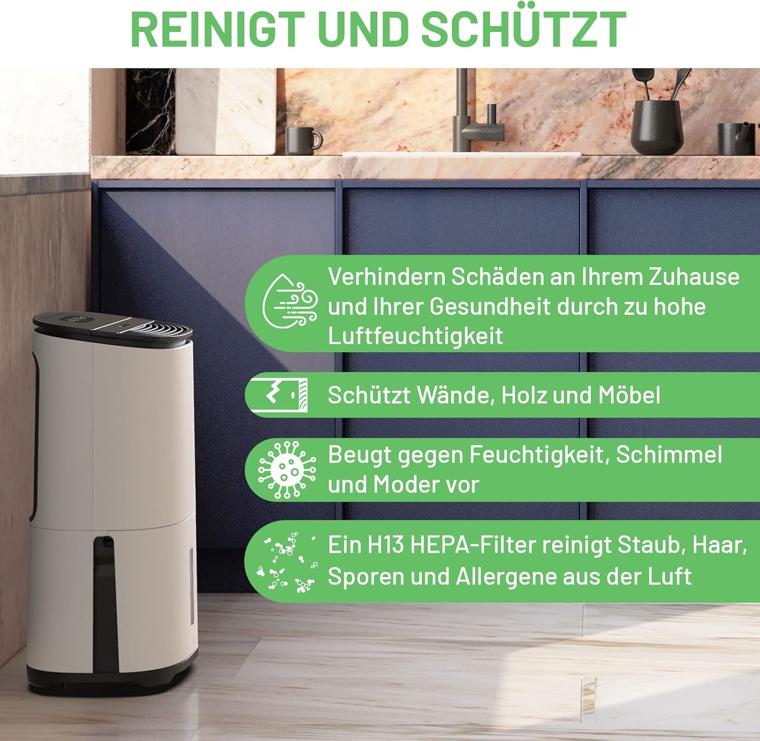 Meaco Luftentfeuchter, 20 l, sehr leise, elektrischer Luftentfeuchter MeacoDry ABC, hohe Energieeffizienz, entfernt Feuchtigkeit und Kondensation im Haus, Schwarz (Schwarz, Arete20L)