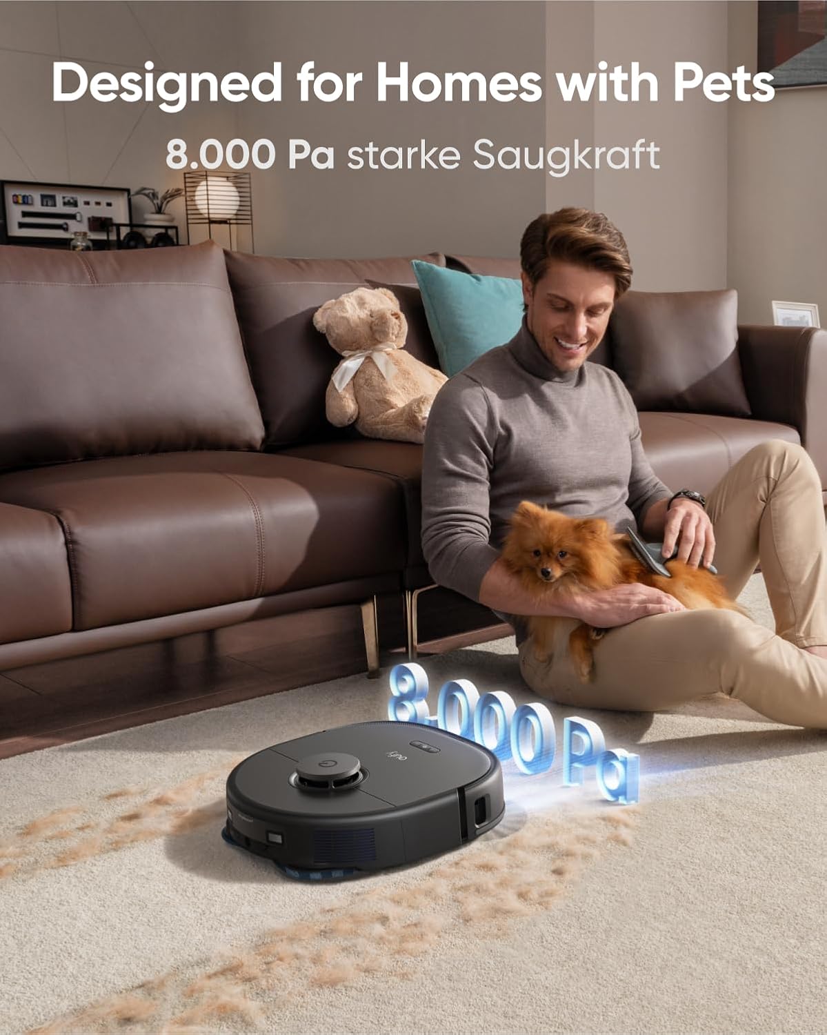 eufy X10 Pro Omni Saugroboter mit Wischfunktion & Absaugstation, 8.000Pa, Auto-Absaugen/Befüllen, 2× Auto-Lift-Mopp mit Auto-Waschen/Trocknen, Aktive Hindernisvermeidung, Kindersicherung