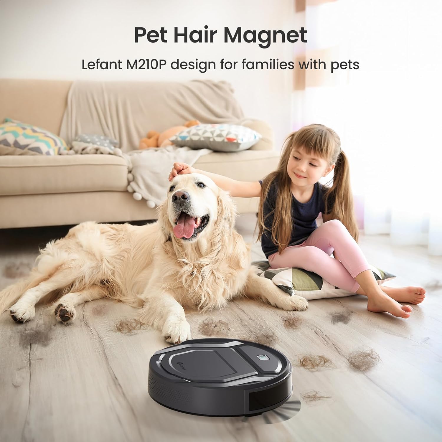 LEFANT Saugroboter, Superschlank WLAN Roboterstaubsauger, Kompatibel mit Alexa Sprachsteuerung, Staubsauger Roboter Selbstaufladung Leise für Haushaltsreinigung/Tierhaare/Haare/Staub/Teppich M210P