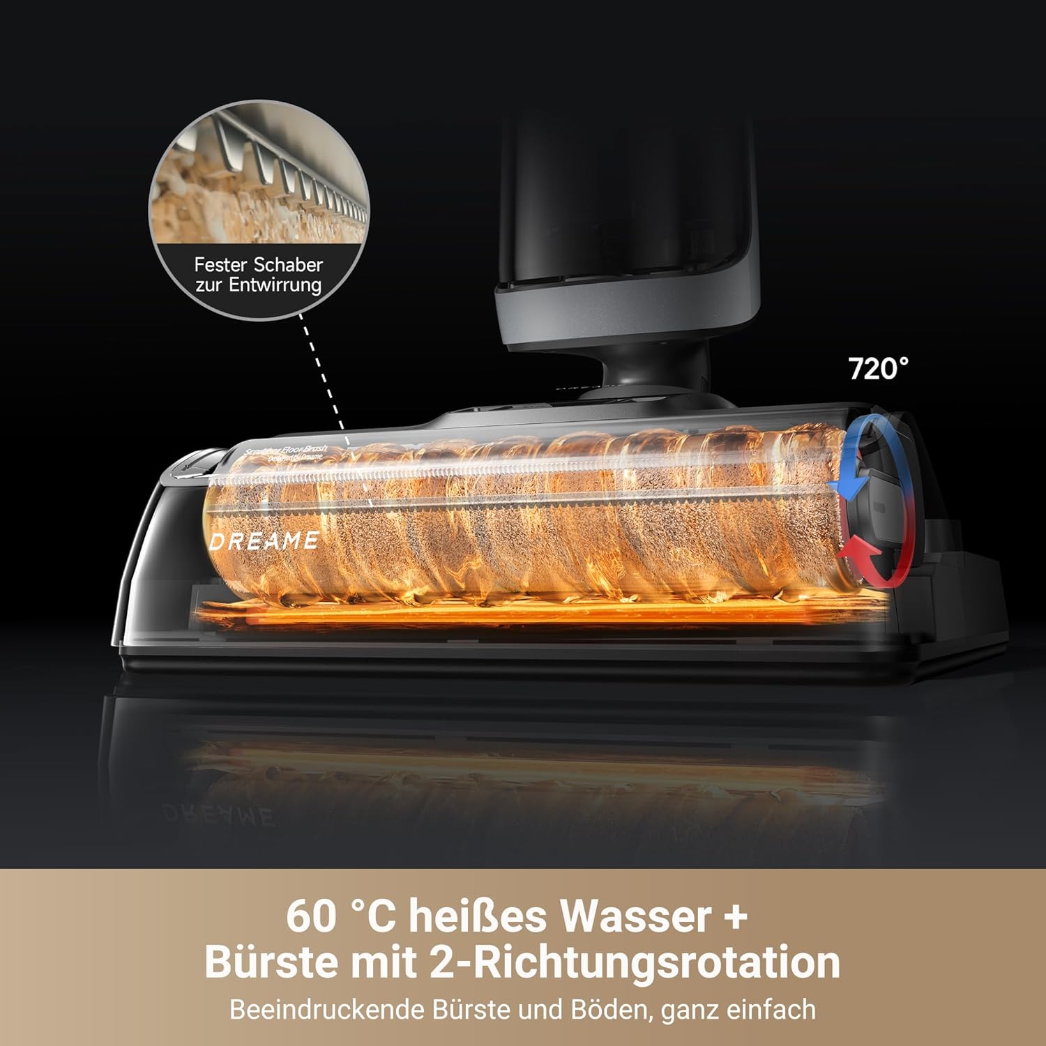 Dreame H14 Pro Nass- und Trockensauger, 180° Lie-Flat, 60 °C Bürstenpflege, 5-min Trocknung, automatische Lösungsmittelverteilung, App-Steuerung, Doppelrotationsbürste, 18 kPa Saugkraft, Doppelkante
