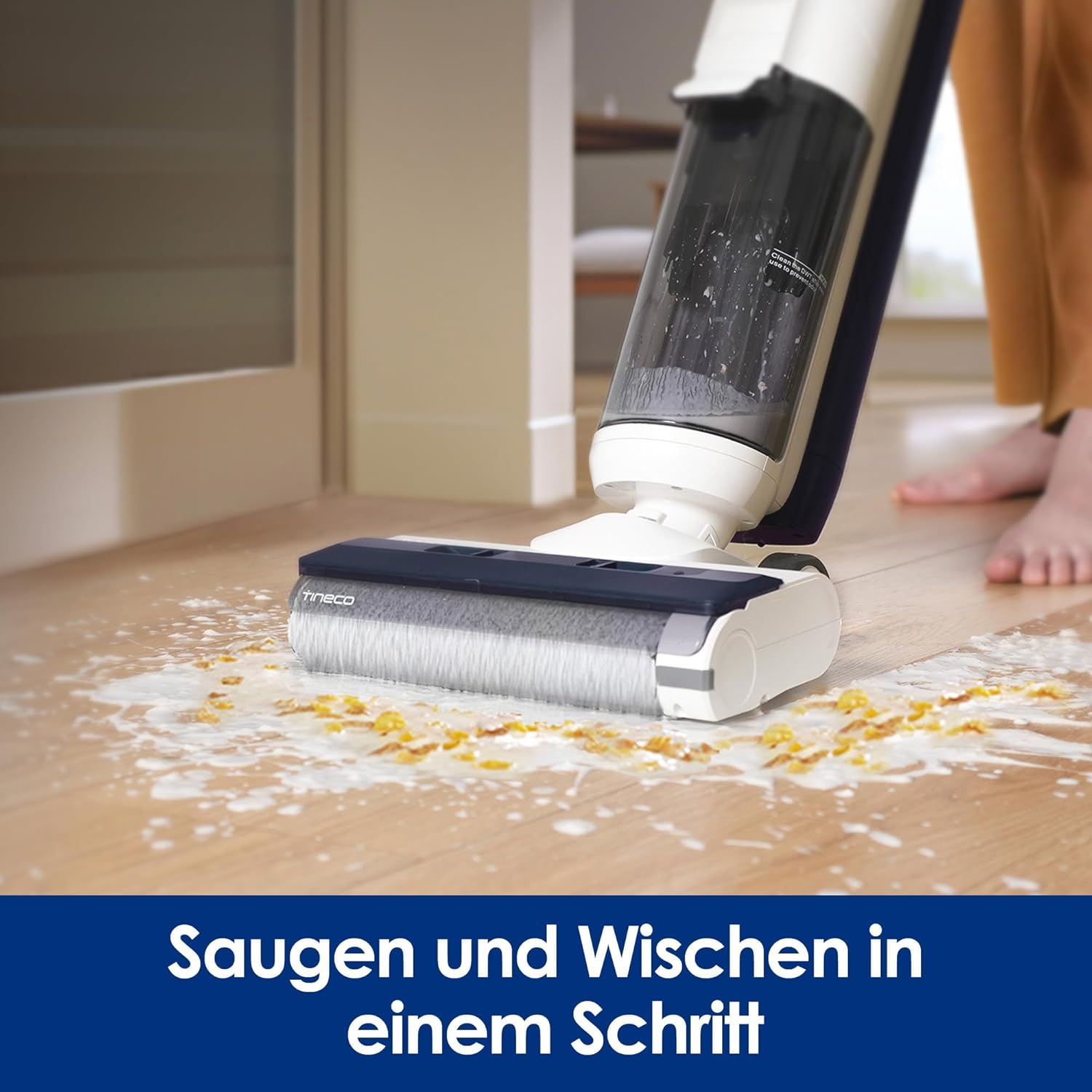 Tineco iFLOOR 5 Breeze Complete Nass Trockensauger, EIN-Schritt-Reinigung für Hartböden, Kantenreinigung <0.5cm, Dreifache Batterielebensdauer, Selbstreinigung, Leichtes Kabelloses Saugwischer, Blau