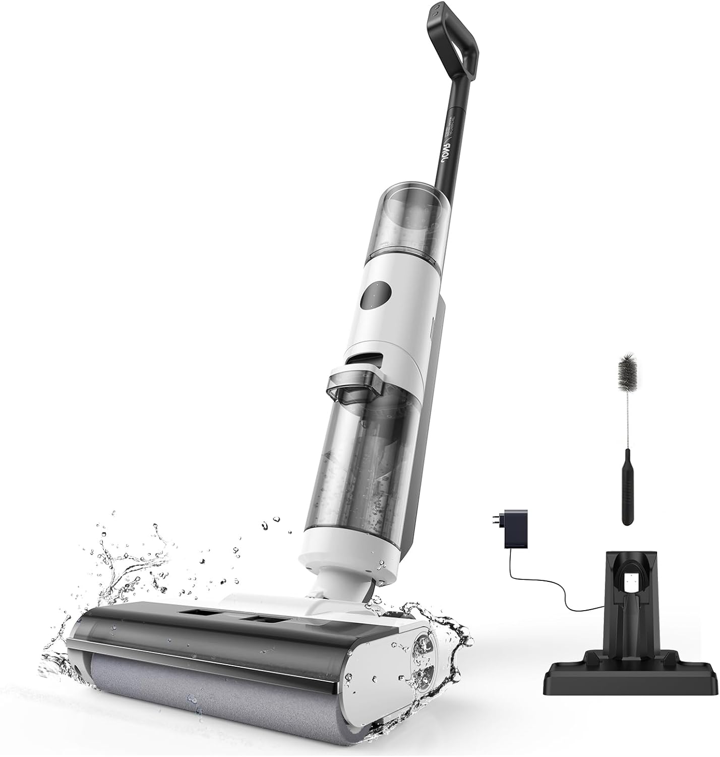 JONR ED12 Nass Trockensauger Akku, Kabelloser Nass Trocken Staubsauger Saugwischer Akku, Kantenreinigungsbürste 6mm, Selbstreinigung, 850mL Wassertank, Anti-Verwirrungs-Haar für Hartböden, Tierhaare
