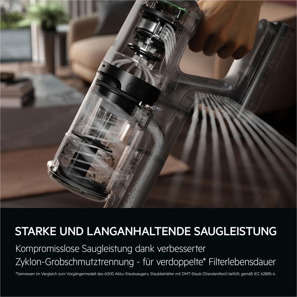 AEG Serie 6000 Akku-Staubsauger / Kabellos / Alle Böden / bis zu 99% Staubaufnahme / bis zu 50 min Laufzeit / Einfache Handhabung / Entnehmbarer 21,6V Akku / Leicht / inkl Zubehör / Weiß / AP61HB21SH