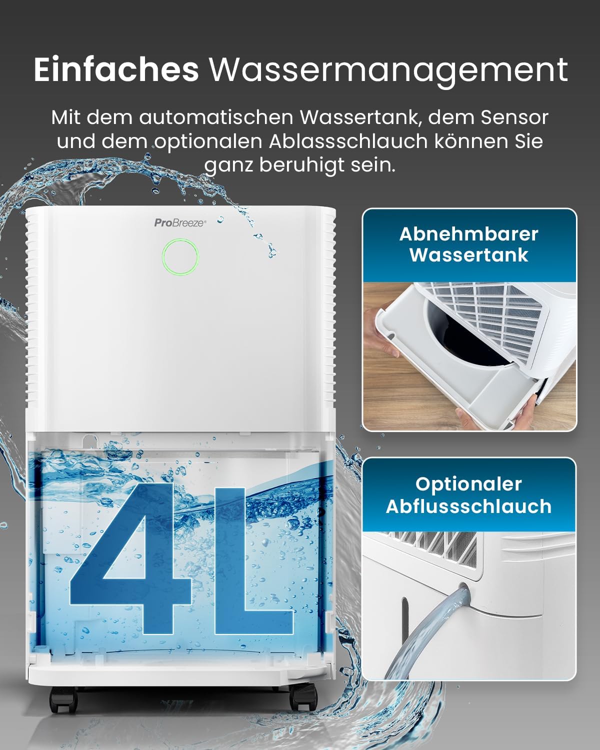 Pro Breeze Luftentfeuchter mit App & WLAN, 20L in 24h Entfeuchtungsleistung - Luftentfeuchter elektrisch mit Wäschemodus, Feuchtigkeitssensor, Timer - Gegen Schimmel - Entfeuchter Dehumidifier