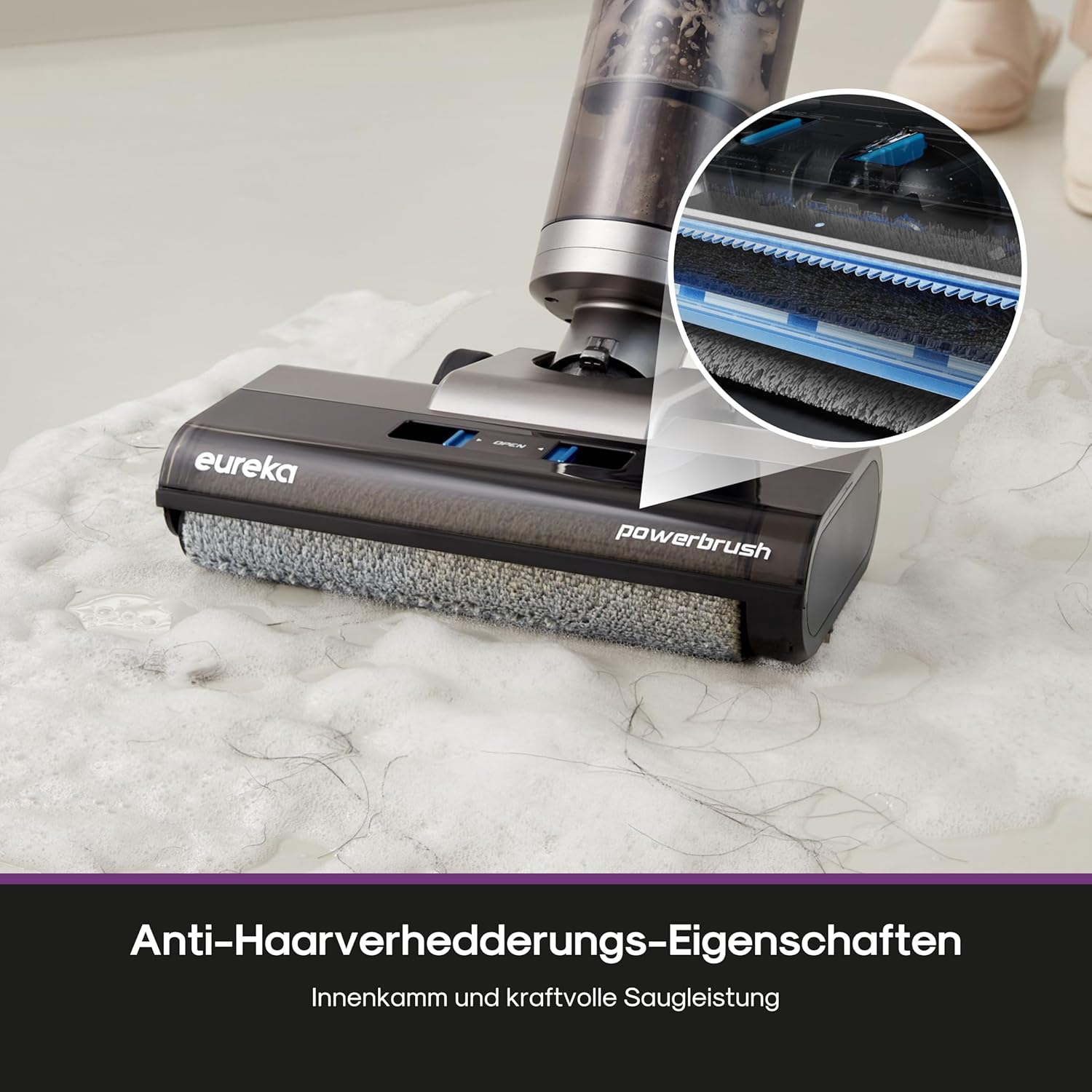 Eureka Rapidwash NEW430 Kabelloser Nass Trockensauger, Staubsauger mit Wischfunktion für mehrere Oberflächen, Tierhaare,LED-Display,Selbstreinigungs- und Trockenfunktion, Sprachnavigation