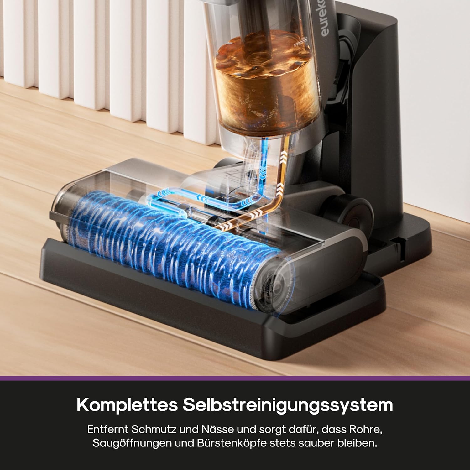 Eureka Rapidwash NEW430 Kabelloser Nass Trockensauger, Staubsauger mit Wischfunktion für mehrere Oberflächen, Tierhaare,LED-Display,Selbstreinigungs- und Trockenfunktion, Sprachnavigation