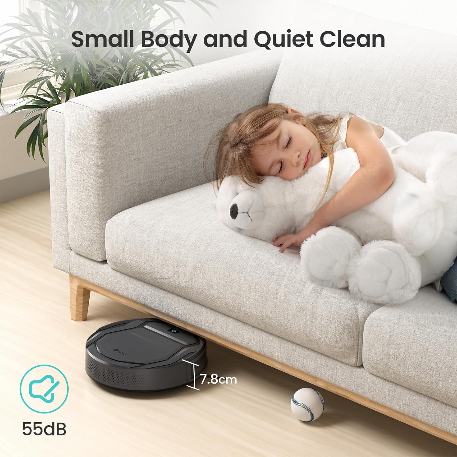 LEFANT Saugroboter, Superschlank WLAN Roboterstaubsauger, Kompatibel mit Alexa Sprachsteuerung, Staubsauger Roboter Selbstaufladung Leise für Haushaltsreinigung/Tierhaare/Haare/Staub/Teppich M210P