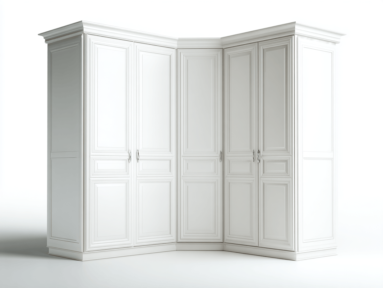 Armoire d’angle bois 220×110×210 cm – blanc – style classique avec grandes portes battantes - 2025