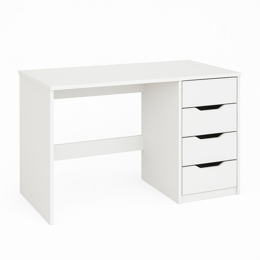 Bureau en bois aggloméré blanc avec tiroirs 120x50x75 cm