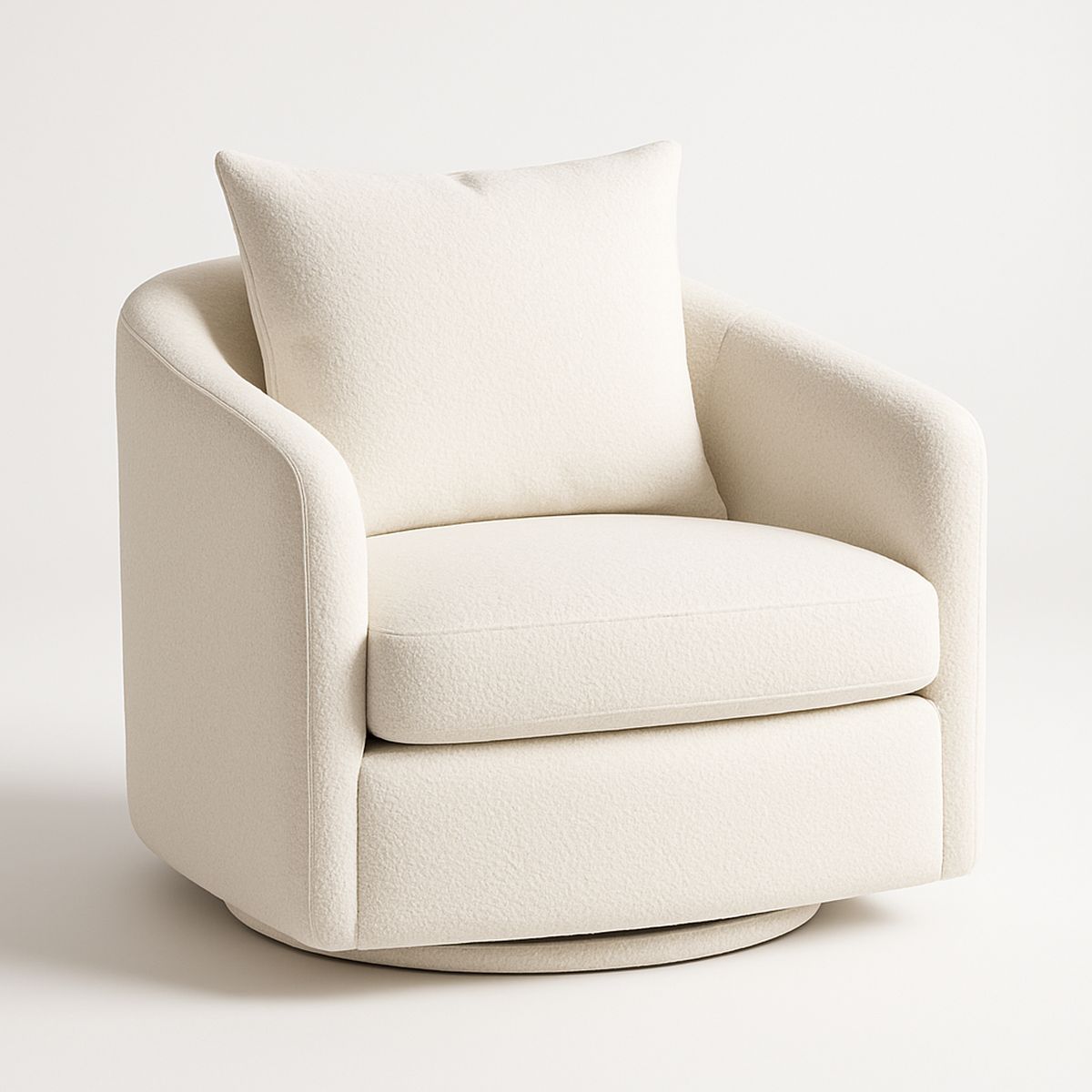 Drehbarer Sessel Bouclé Cremeweiß Stoff Rund 90x85x84cm (B×T×H)