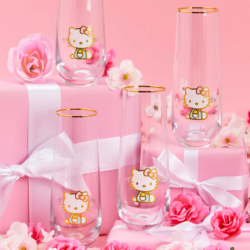 Hello Kitty Stay Gold Stemless Flutes (Set of 4)