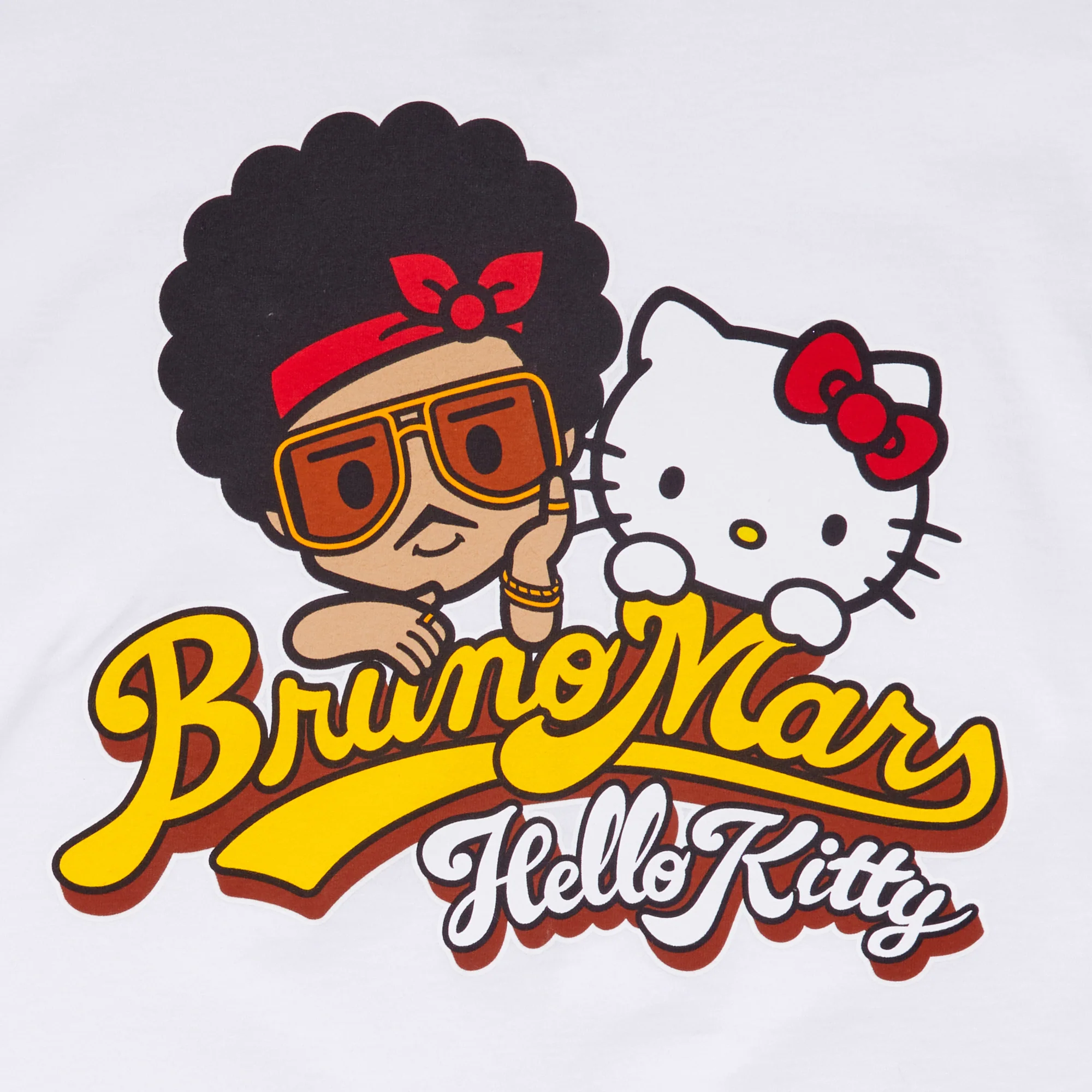 Hello Kitty x Bruno Mars Logo Script White Tee