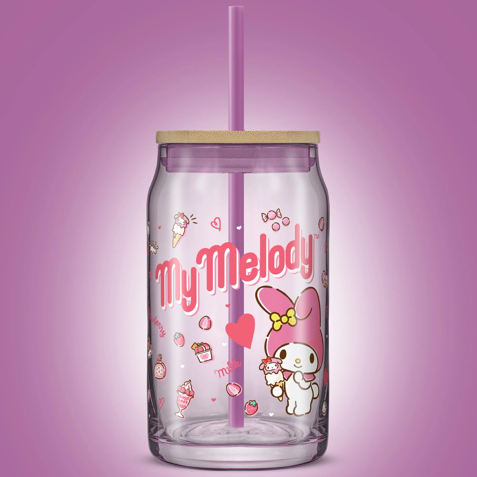 My Melody Favorite Flavor Lidded Glass Tumbler