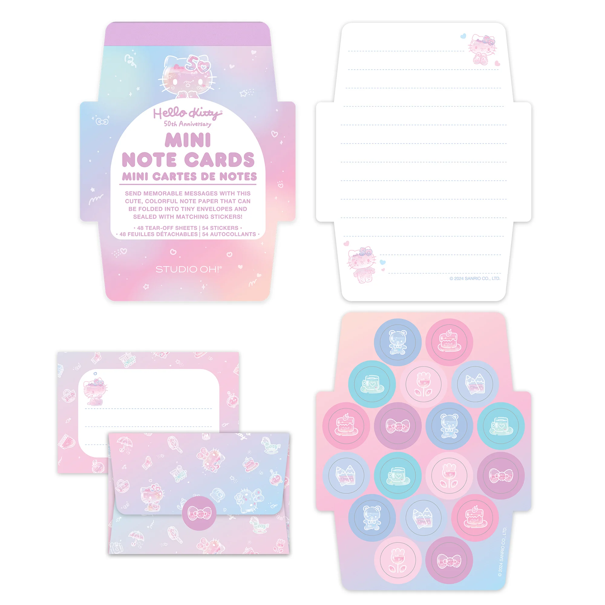 Hello Kitty x Studio Oh! 50th Anniversary Mini Note Cards and Sticker Set