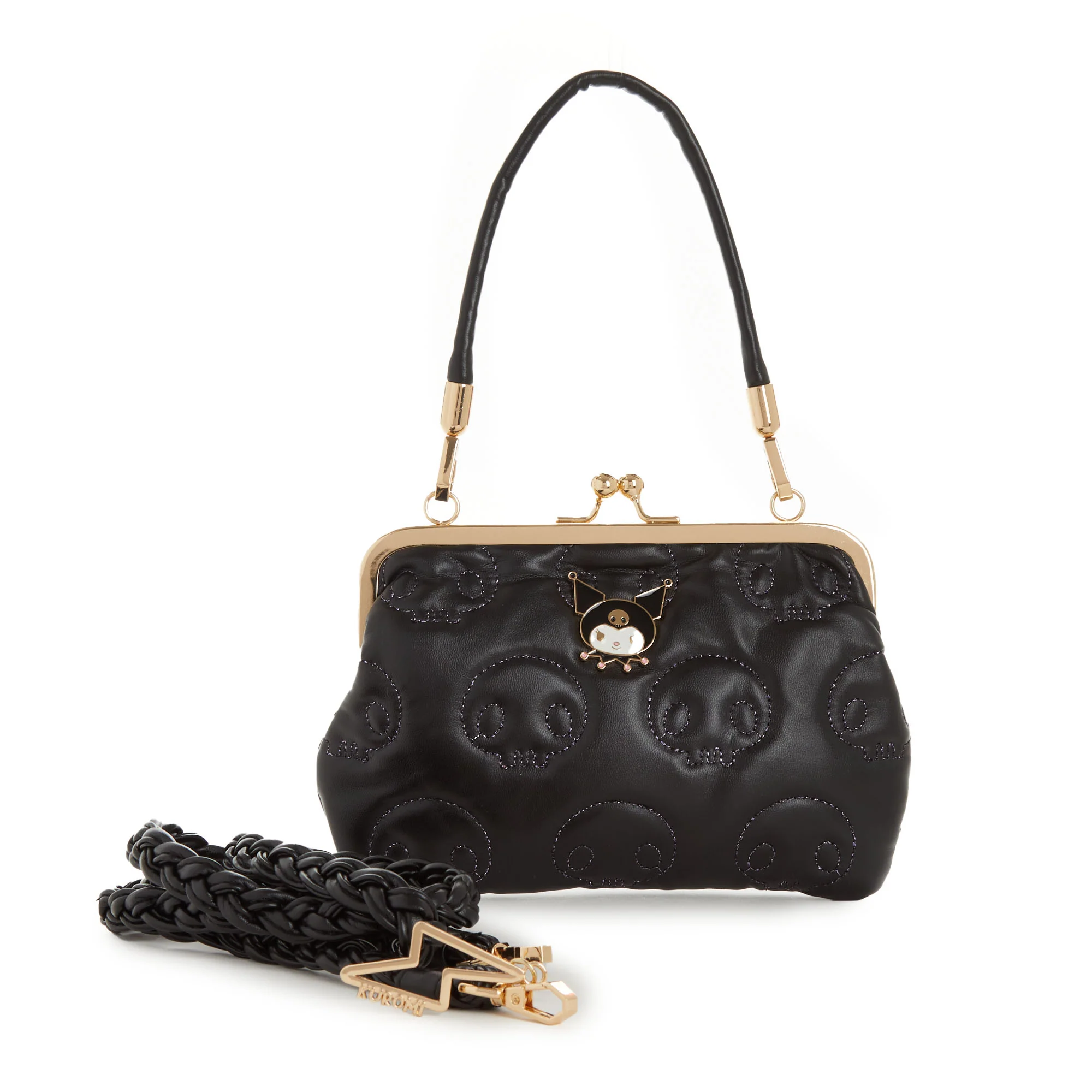 Kuromi 2-Way Quilted Kiss Knob Handbag
