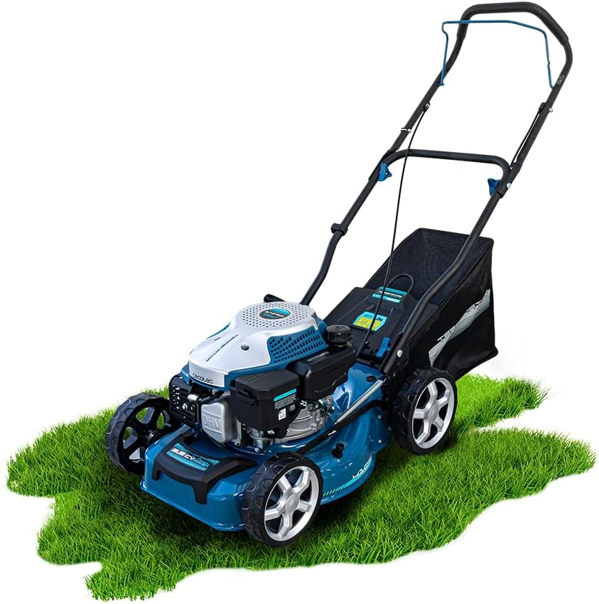Cecotec Tondeuse à Gazon à Essence Terrenator 2700.41 Total Z. Moteur de 144 CC, 2,4 KW et 3,2 CV, Corps en Acier de 41 cm, Changement de Hauteur, système Z-Tech, Coupe, ramassage et paillage, Roues