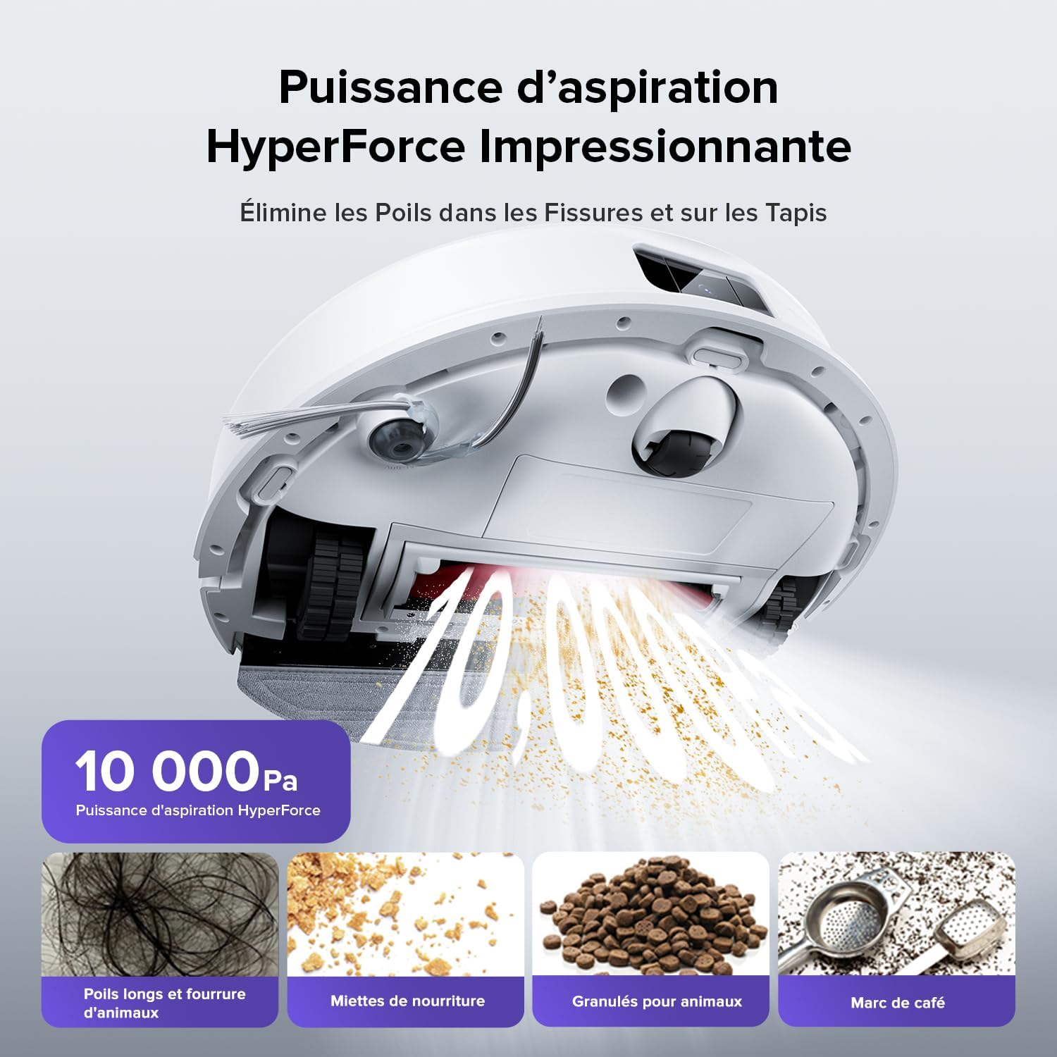 roborock Q10 S5 Set Robot Aspirateur Laveur, 10000 Pa Aspiration, Double Anti-emmêlement, Système VibraRise 2.0, Levage des Serpillères de 8 mm, Navigation PreciSense LiDAR, Évitement d'obstacles, APP